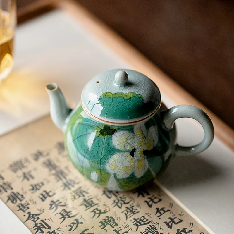 

Borneol глазурь Чистая ручная роспись летний керамический один китайский винтажный жемчужный в форме чайника