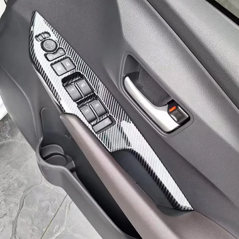 

LHD RHD для Toyota Yaris Ativ/увидеть 2023 2024 ABS углеродное волокно Окно Стекло Кнопка отделка крышка переключателя дверь подлокотник панель наклейка