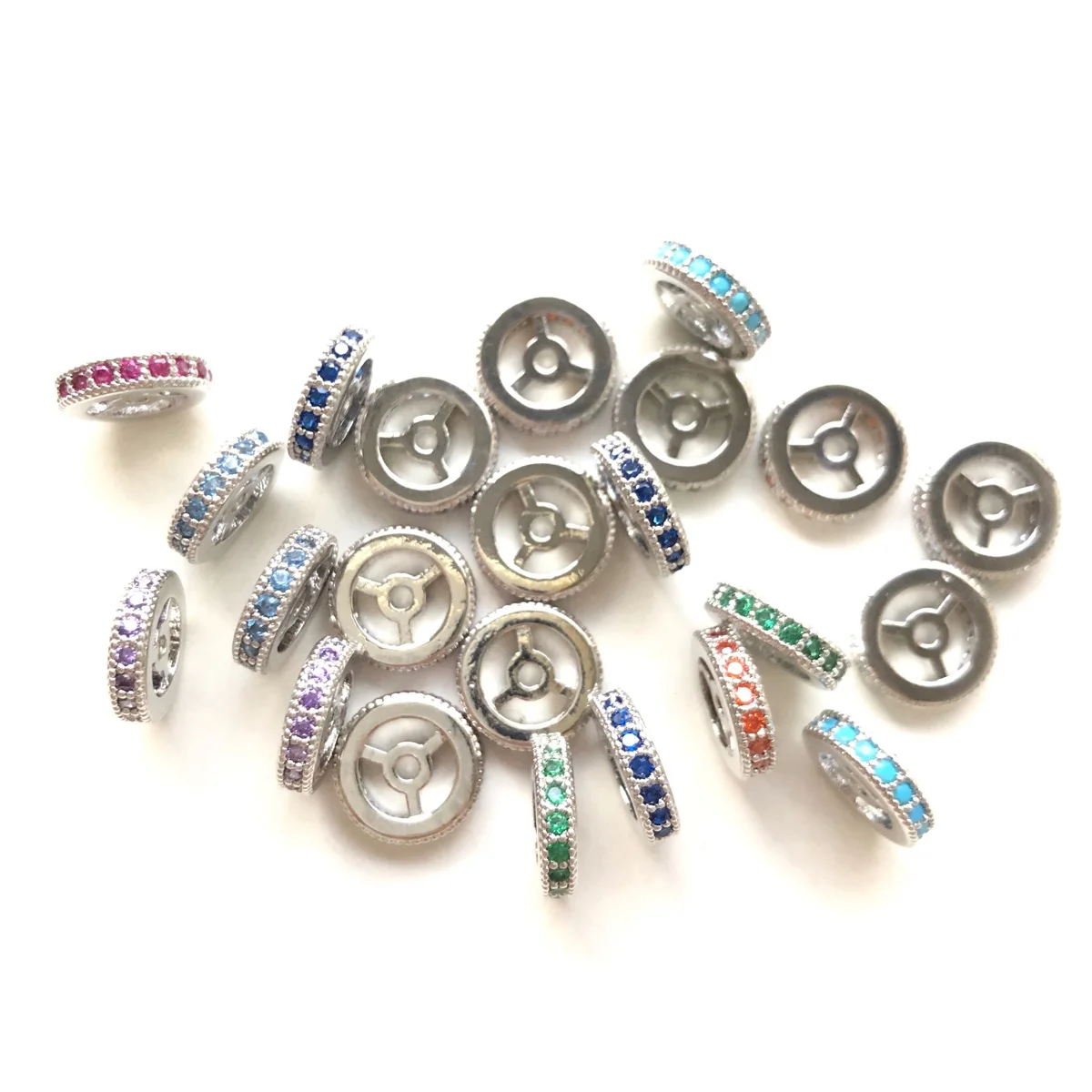 20 stücke 9.6/12mm Mischfarben bunte Zirkonia Pflaster Rad Distanz stück Rondelle Perlen für Frauen Armband Halsketten Taille Schmuck Ergebnisse – Detail 2