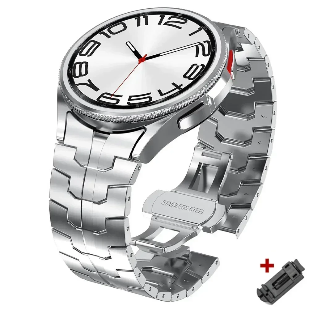 Samsung için hiçbir boşluklar çelik kayış izle 6 klasik 47mm 43mm 4 5 6 44mm 40mm lüks erkekler Band Galaxy 5 Pro 45mm lüks bağlantı bilezik