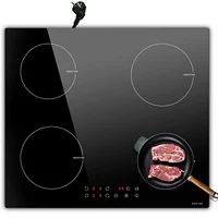 NOXTON Plaque Induction 4 Feux Encastrable, Plaque Electrique avec VDE Fiche, Table de Cuisson Induction avec Commande Tactile, Sécurité Enfant, Minuterie, Plaque de Cuisson Electrique 3500W 1