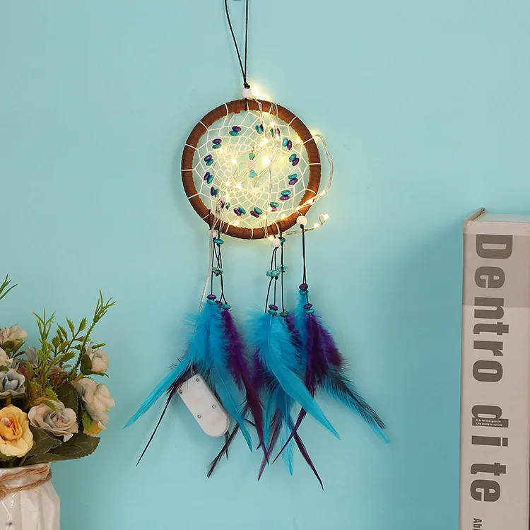 Trendy Sweet Handmade Turquoise Dream Catcher Craft Pendant Rope Braided Door Window Decoration Hanging Car Interior Ornament jdm car sticker door seam skull reflective funny sticker window fuel tank cover motorcycle car cover scratch decoration