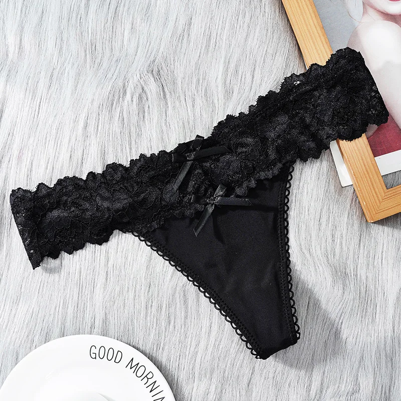Women Sexy Lace Panties Low-waist Thong Female Underwear Hollow Cross Strappy G-String Breathable Lingerie Embroidery Intimates