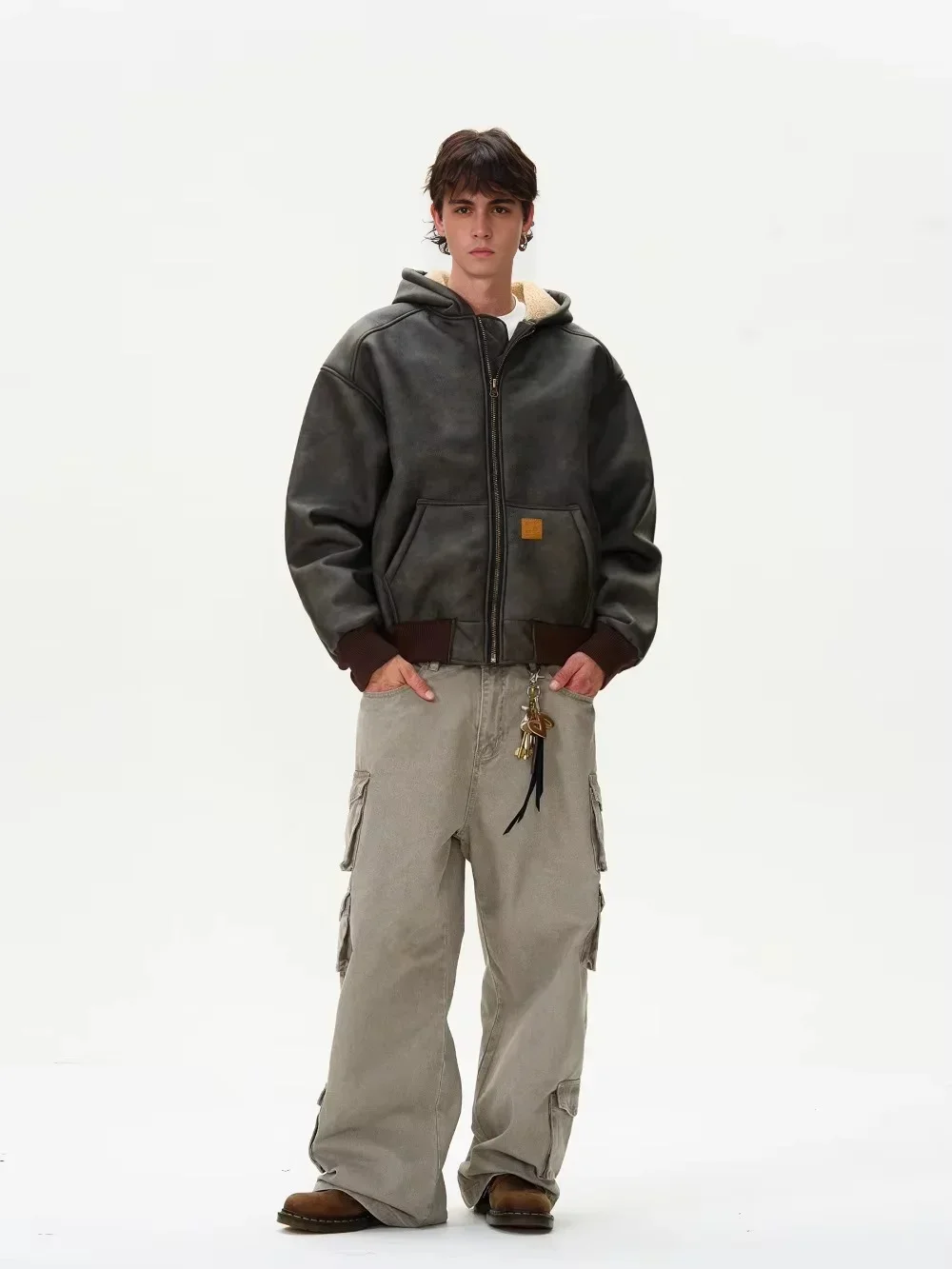 Tung Sung Heavy and Old Fur Integrated Hooded Jacket for Men Loose Casual Thickened Velvet Y2k Coat Men Winter 4