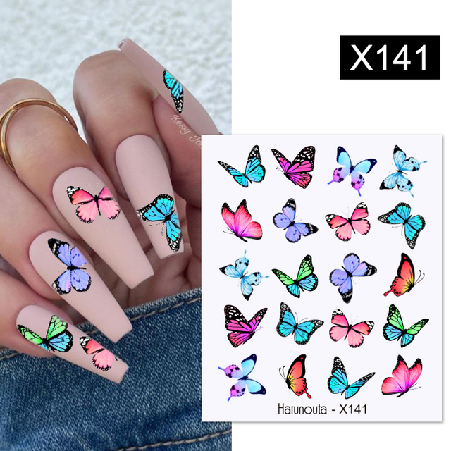 Transfer Nail Stickers Charms Spring Summer Water Sticker For Nails Sliders Flower Leaf Image Tattoo Decal Decoration
