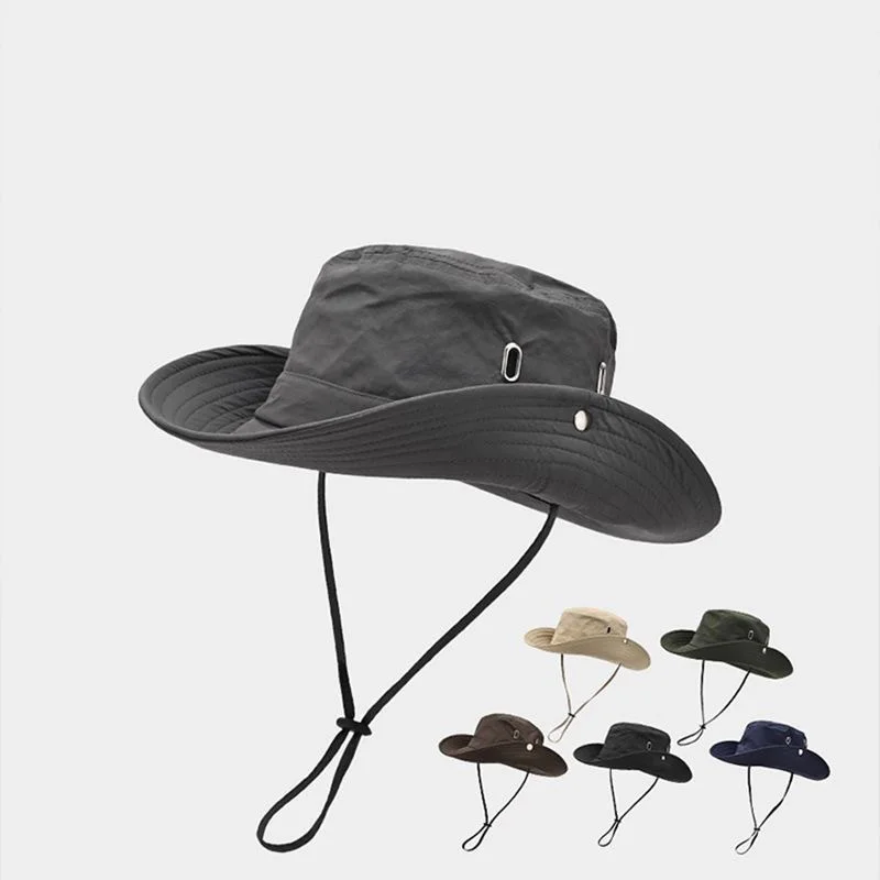 Outdoor-Wander-Fischerhut, verstellbar, mit breiter Krempe, Sonnenschutz, UV-Schutz, Sonnenhut für Strand, Angeln, Camping – Detail 1