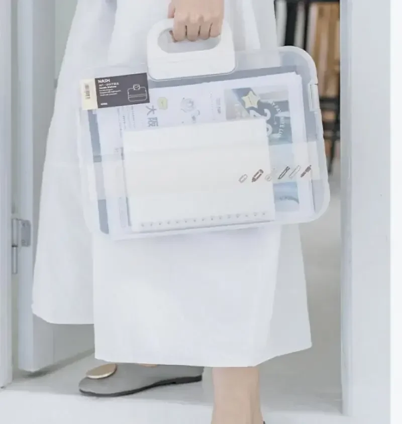 플라스틱 투명 파일 잠금 케이스, 폴더 용량 손잡이, 문서 문구류, 보관함 포함 대형 가방