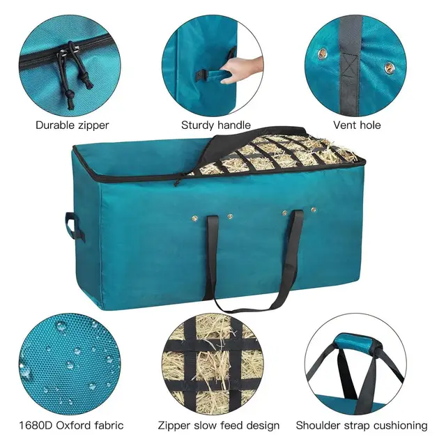 Horse Hay Bag Hay Feeder Hangable Storage Supplies Bag Feeder Tote For Livestock Barn Cattle Goat Horses Sheep Stalls 2