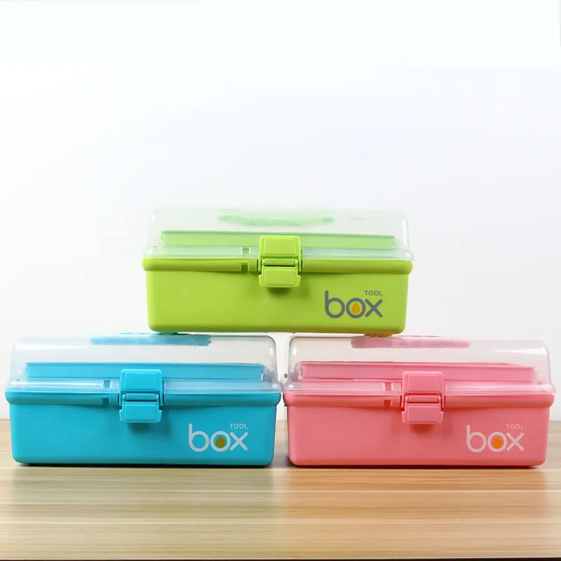 Three Layer Multipurpose Portable Storage Box,Organizer Folding Tool  Box/Art & Craft Case/Sewing Supplies Organizer/Medicine Box