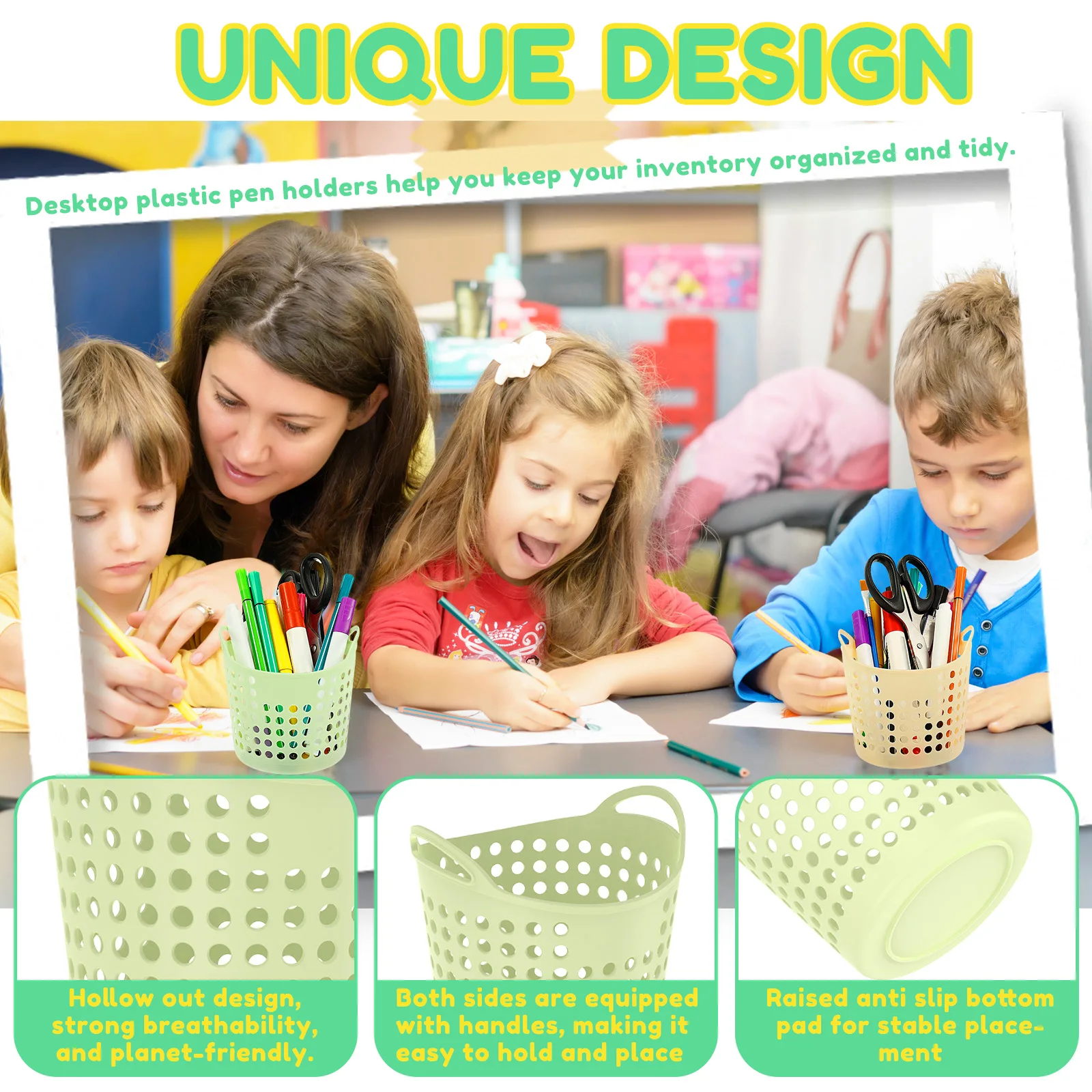 48Pcs Pen Holder Desk Storage Basket PP Desktop Pencil Holder Mesh Pen Cup Office Desk Organizer Storage Cup Mini Storage Basket