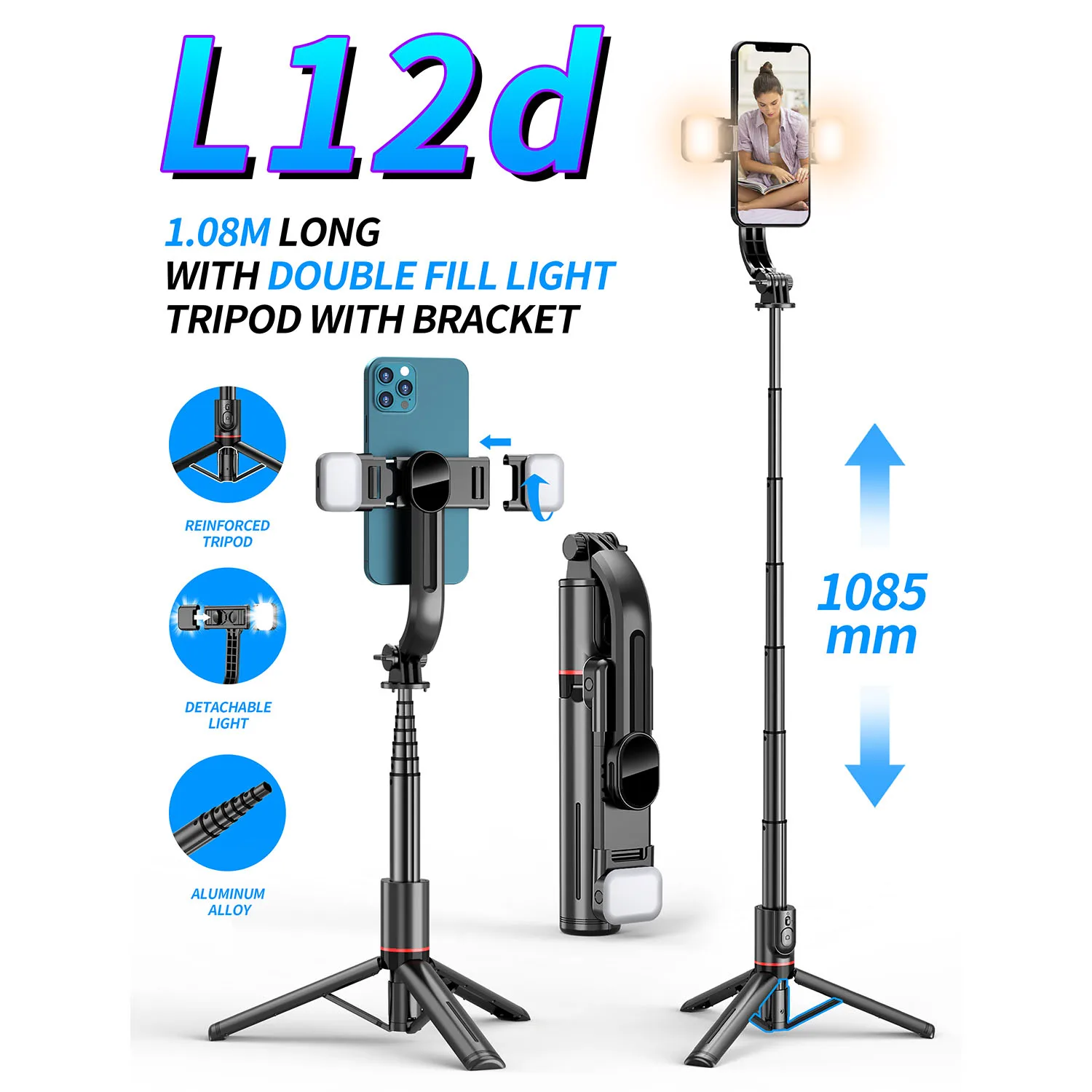 Selfie Stick Treppiede Per Smartphone Iphone Huawei Xiaomi Samsung Supporto Per Treppiede Bluetooth Wireless Multifunzionale