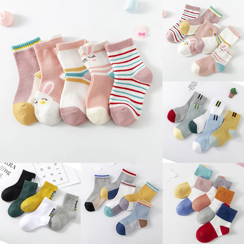 

0-9 Year Autumn and Winter 5pairs/lot Digital Letters Baby Socks New Comfirtable Kids Children Cotton Student Socks