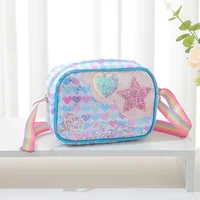 Kids Rainbow shiny Leather Purses and Handbags Cute Mini Crossbody Bags for Girls Coin Pouch Messenger Shoulder Bag Baby Purse 2