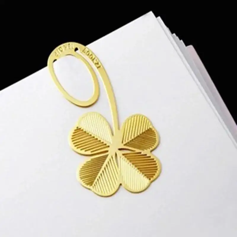 Aesthetic Metal Book Page Clip Metal Bookmark Accessories Student Reading Mark Stationery Four-leaf New Clover Graduation Gift