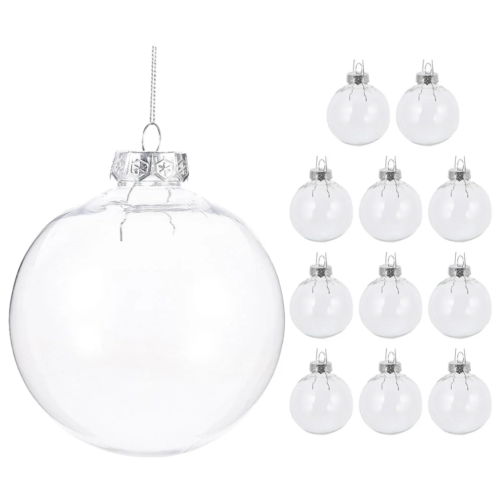 

10/12pcs Christmas Transparent Ball Plastic Fillable Bauble 8-10cm Xmas Tree Hanging Ornaments Decoration Wedding Party Gift Box