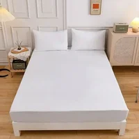 Solid Color Soft Polyester Fitted Sheet Elastic Band Bedsheet Mattress Cover Single Double Bed Set  120/150/160/180/200/220cm 3