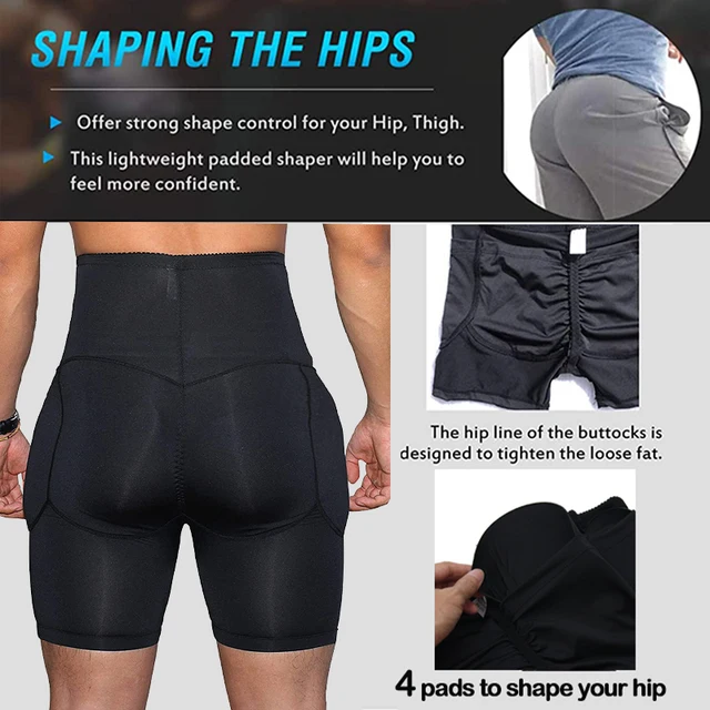 Men High Waisted Tummy Control Shorts Shapewear Slimming Training Body  Shaper Girdle Compression Padded Underwear Boxer Briefs - Shapers -  AliExpress