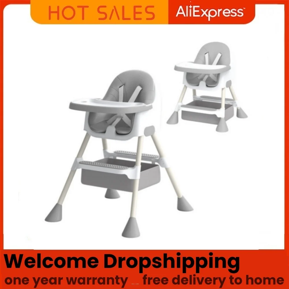 Foldable Baby High Chair 6 Months Plus, with Large Antislip Pad, Easy to Clean Feeding,High Quality Baby Dinner Chair for 0-6Y