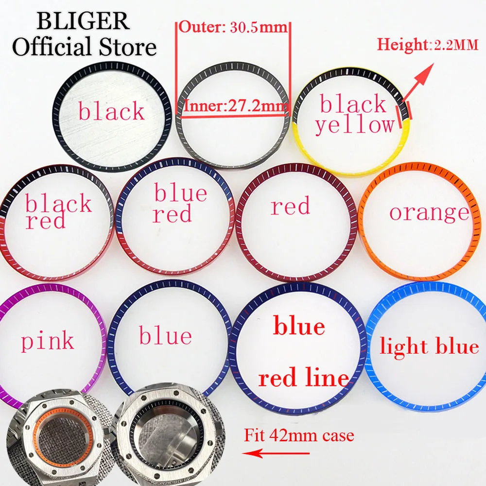

BLIGER 30.5mm Blue Red Orange Gray Multicolor Chapter Ring Fit For 42mm Watch Case Watch Parts Accessories