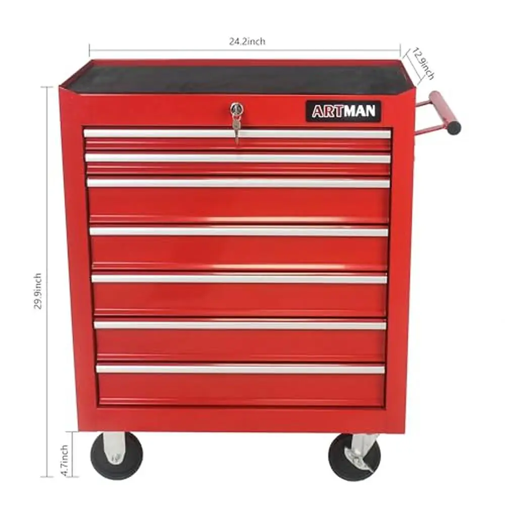 7-Drawer Tool Chest with Wheels and Lock Heavy Duty Steel Storage Cabinet Organizer Cart Workshop Garage Warehouse Organization 2