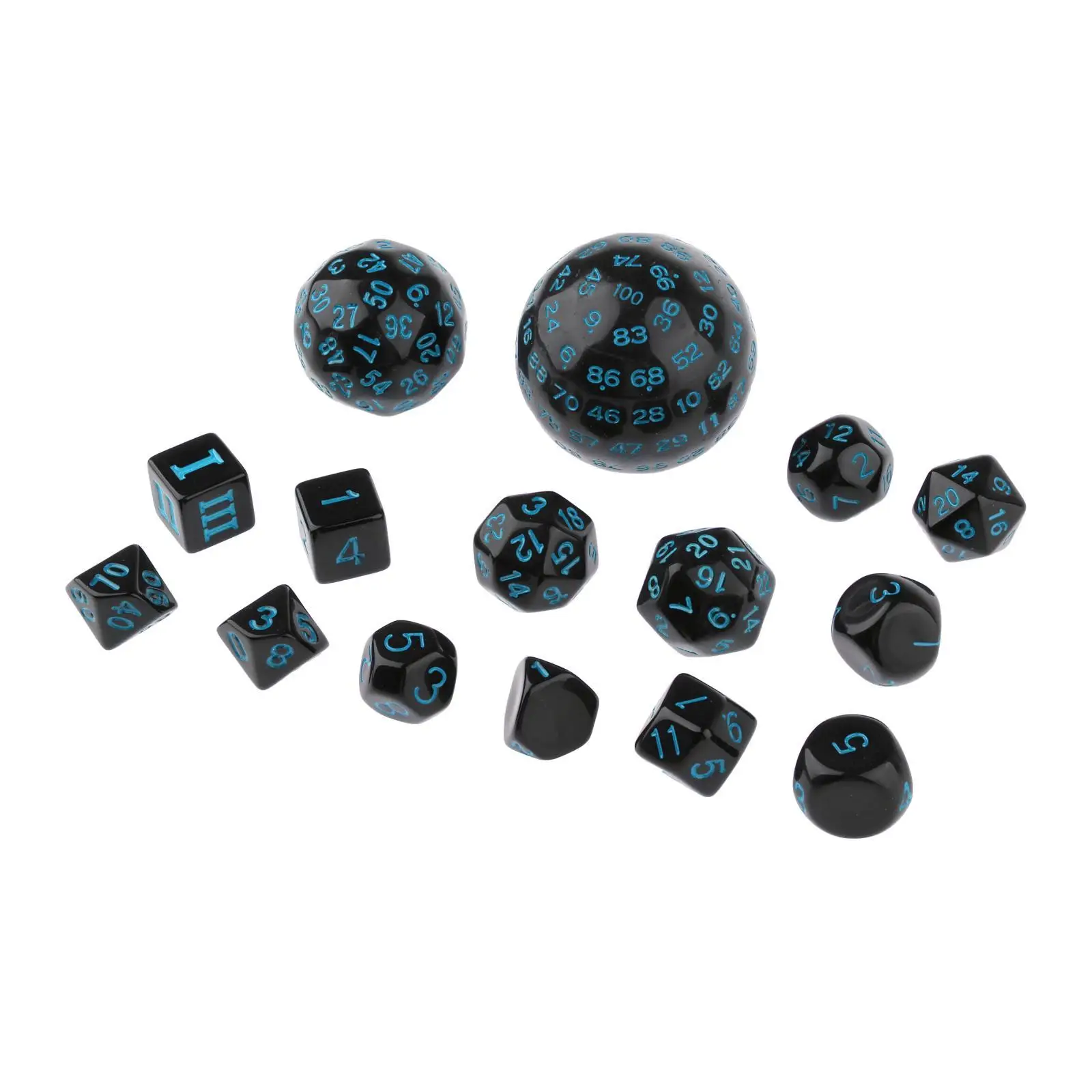 Pack of 15 Acrylic Polyhedral Digital Dice for DND RPG Role Play Casino