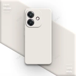 Soft Mobile Phone Case - Square Liquid Silicone Classic with Camera Lens Protection Back Cover for OPPO A40 (Lvory White)