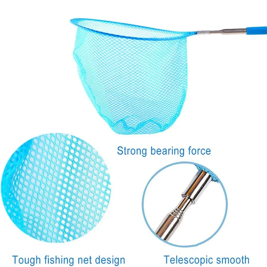 Stainless Steel Fishing Net Colorful Telescopic Butterfly Net Kids Pocket Fish Dip Poles Fishing Toy Gear