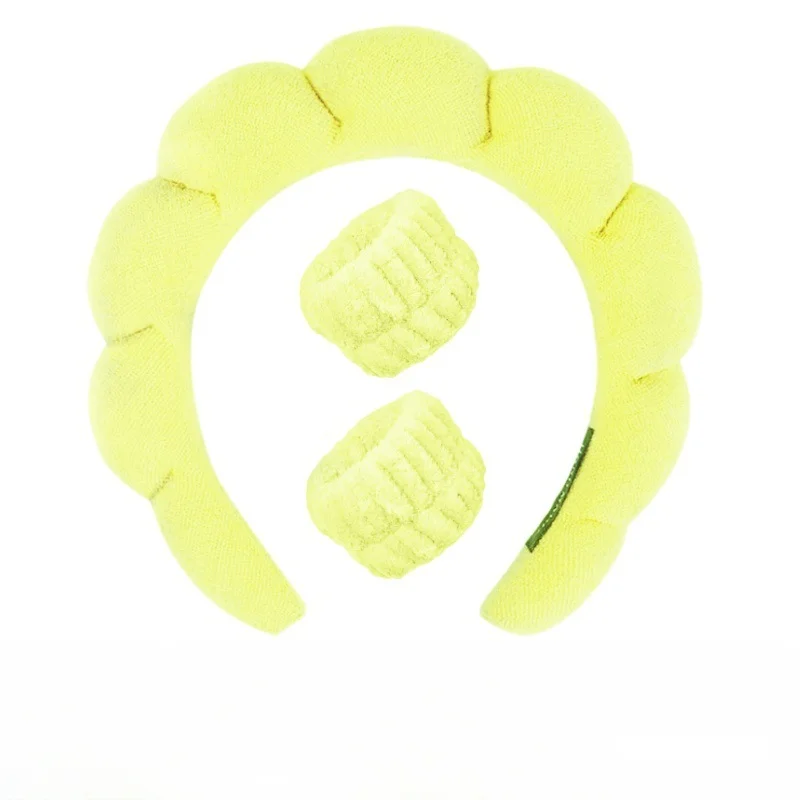 MUZOXEN Set Fascia E Bracciali Per Lavaggio Viso - In Velluto E Spugna, Per Cura Della Pelle E Spa
