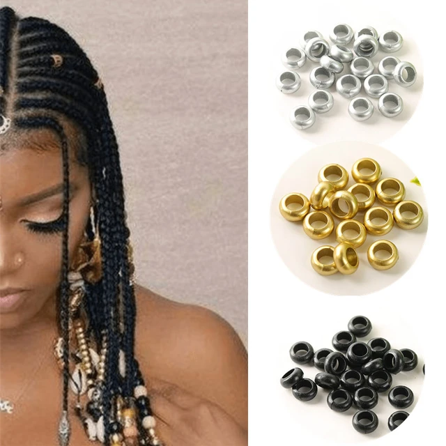 50pcs/bag Black And White Dreadlocks Hair Ring Hair Braid Beads Hair Braid  Dread Dreadlock Beads Cuffs Clips Approx 6mm Hole