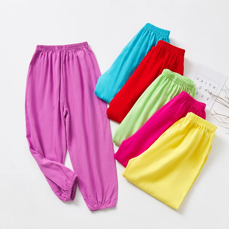 【LF】Kids Long Pants Cotton 90-150cm Boys Girls Solid Color Lantern Pants Slacks Children Casual Trousers for Spring Summer 2