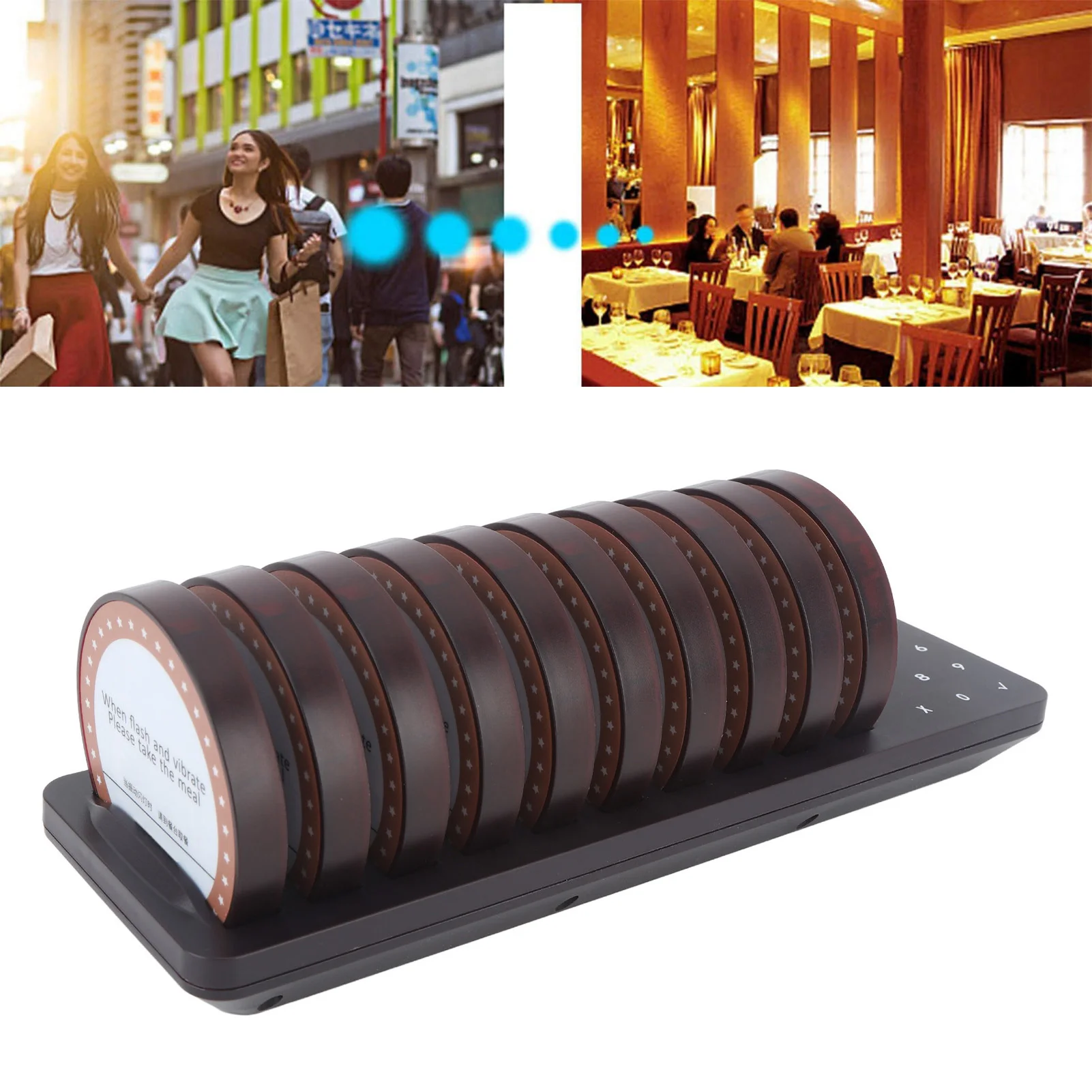 Restaurant Pager Customers Calling System 10 Pagers Waterproof Customer Queue Pagers for Clinic Hospital Hotel Cafes Club