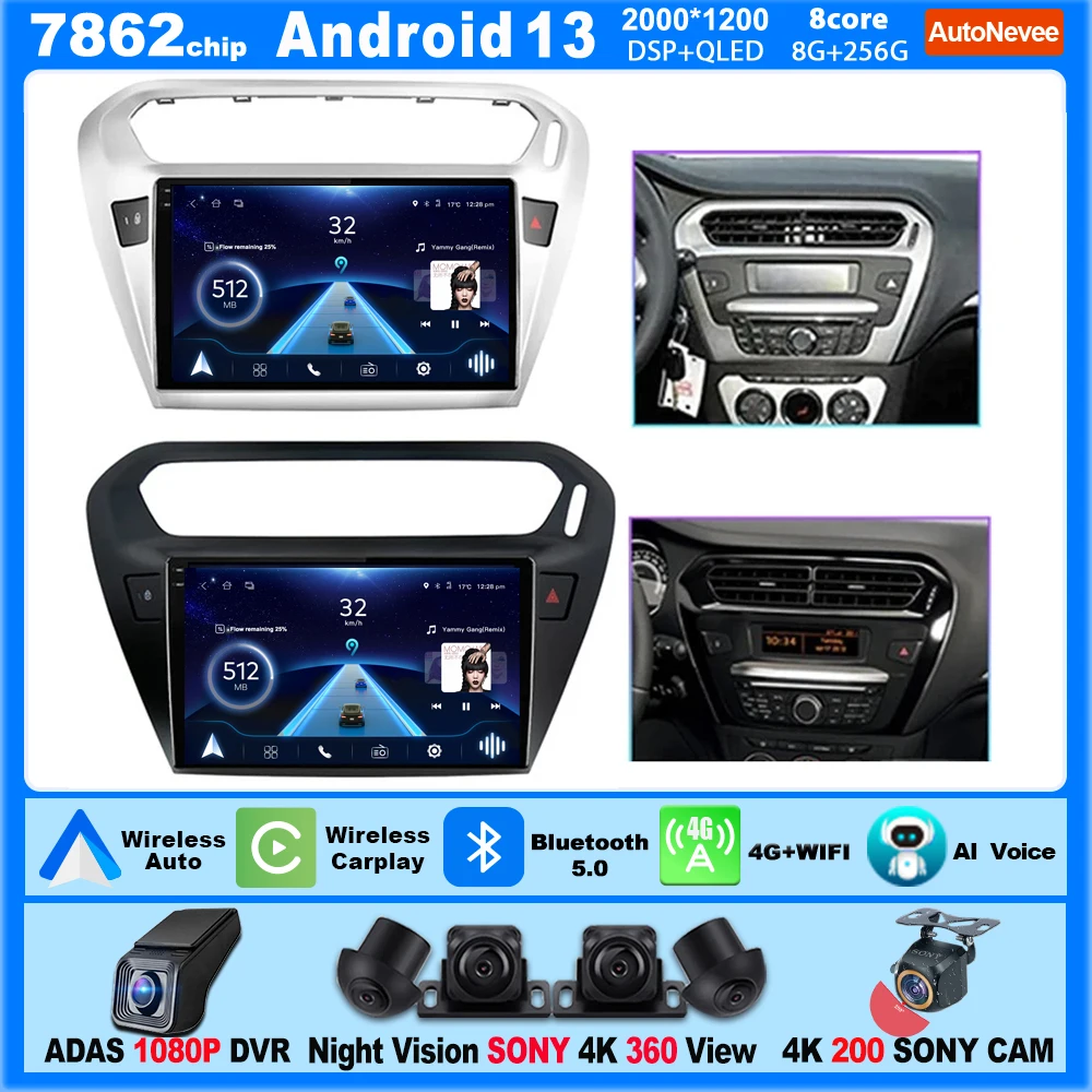 

Android для Peugeot 301 Citroen Elysee 2014-2016 Автомобильное радио с функцией Carplay и GPS, дисплей, процессор CPU HDR, QLED-экран, стереоприемник, USB-порт