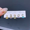 Mixed 5pcs/Set Colorful Zircon Crystal Fairy Tale Stud Earrings for Women Girls Party Gift Jewelry 6