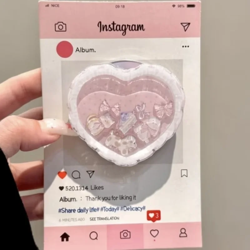 Magnetic Griptok Cartoon Quicksand Heart Phone Stand with Wireless Charging Capability