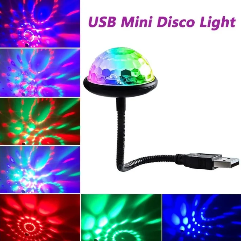 Dj Lighting Sound Party Auto USB Mini Disco Ball Lights RGB Multi Color Car Atmosphere Room Decorations Lamp Strobe Light