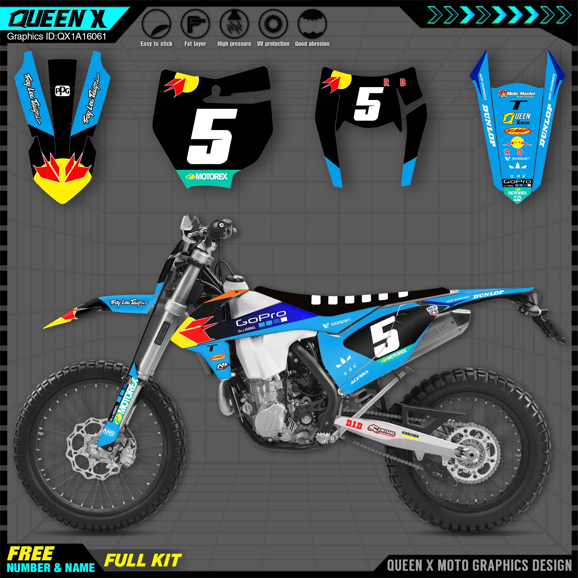 

QUEEN X MOTOR Custom Team Graphics Decals Stickers Kit For KTM 2016 2017 2018 SX SXF , 2017 2018 2019 EXC XC-W EXC-F 061