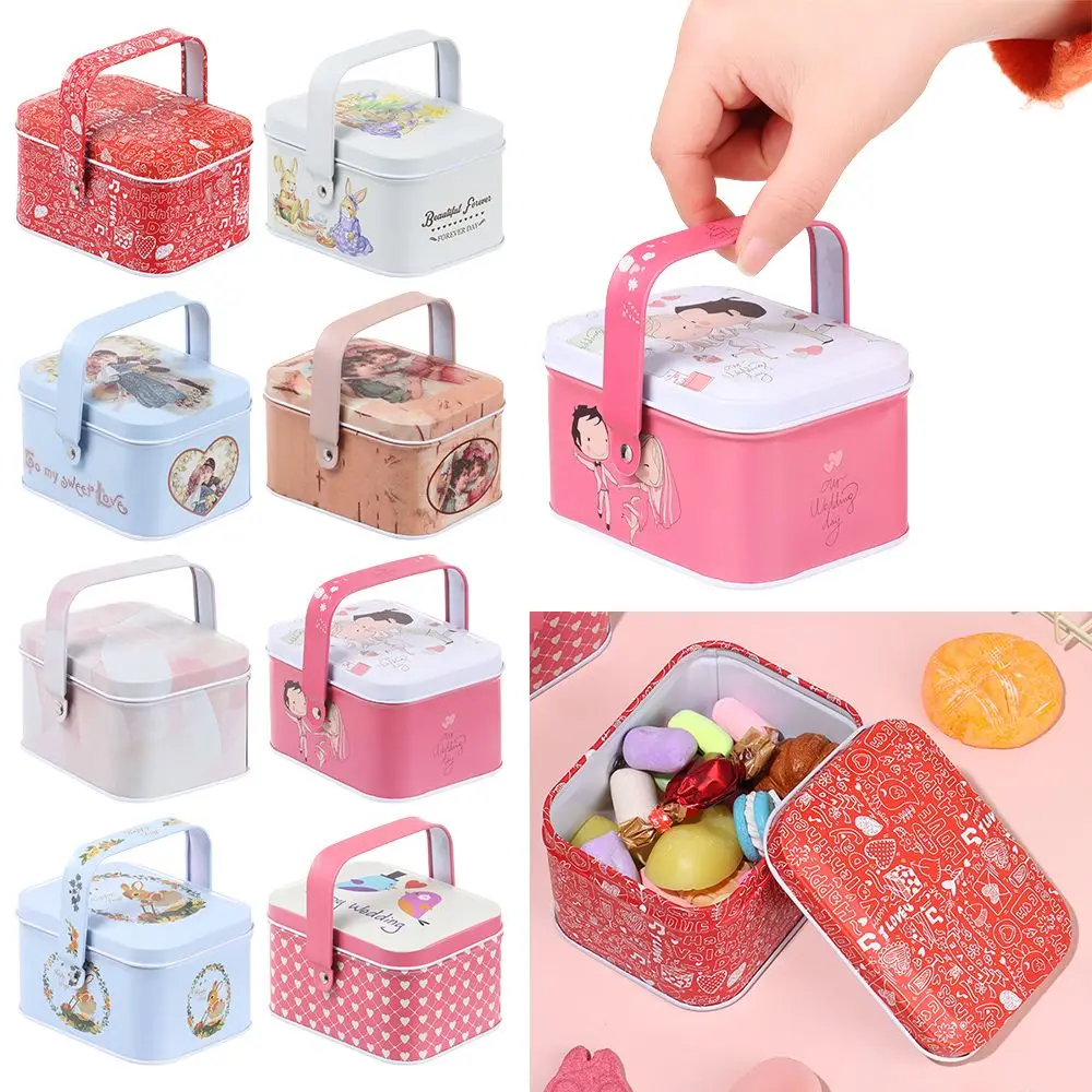 

Vintage Small Suitcase Storage Tin With Lids Candy Cookie Box Metal Gift Boxes For Wedding Birthday Party Decorative Supplies