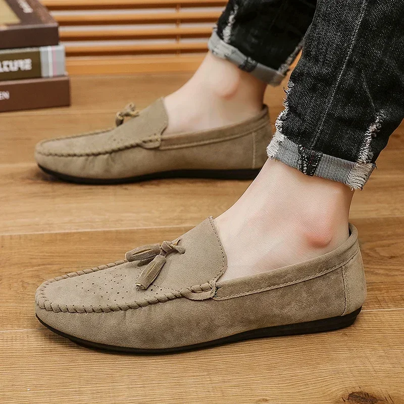 Fashion Suede Men Casual Shoes Comfortable Mens Loafers Breathable Slip-on Leather Driving Shoes Lazy Shoes Moccasins - Image 4