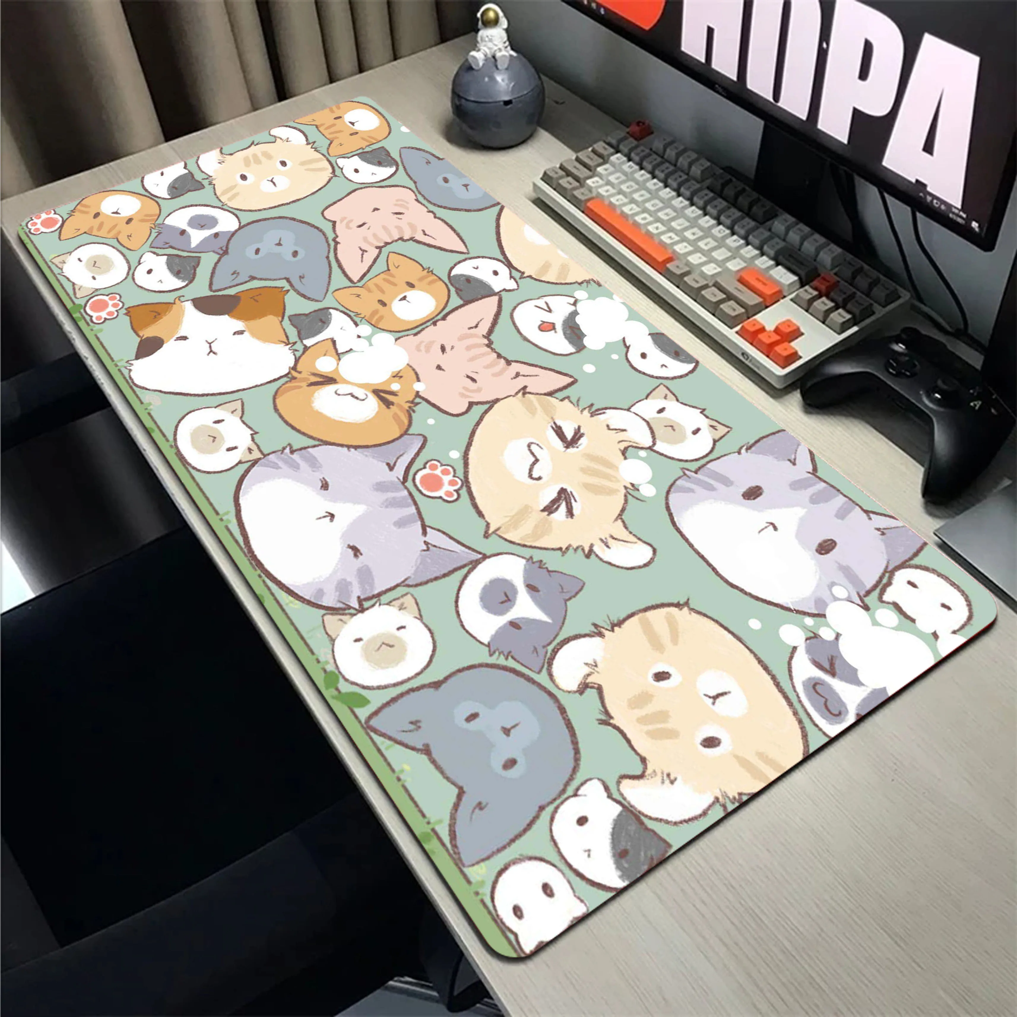 

Cute Cat Zoon Kawaii Anime Large Mousepad Game Mouse Pad Gamer Mouse Mat Gaming Accessories Keyboard Pads Speed Desk Mat