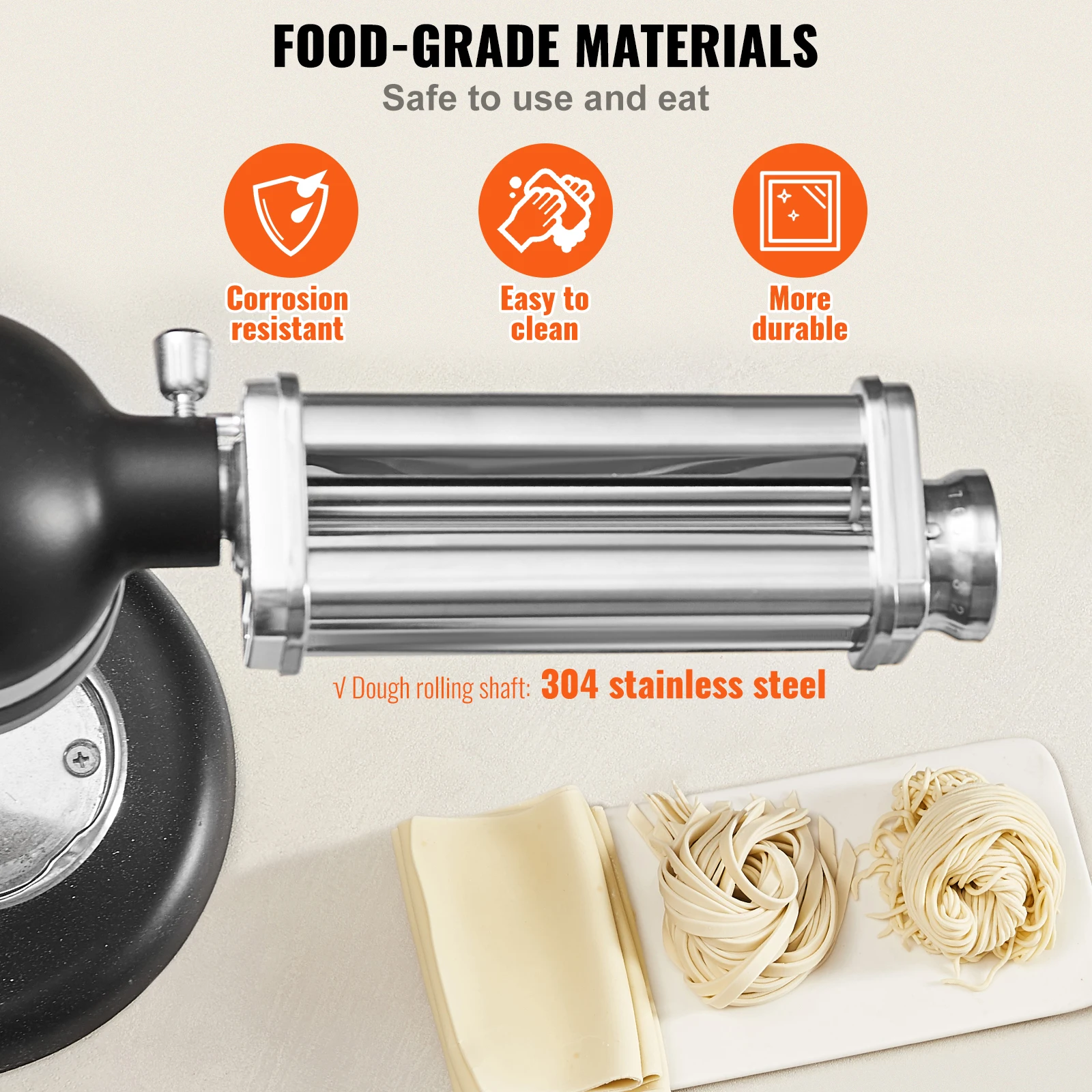 SucceBuy Pasta Attachment for KitchenAid Stand Mixer Stainless Steel Pasta Sheet Roller Attachment Maker Kitchen Aid