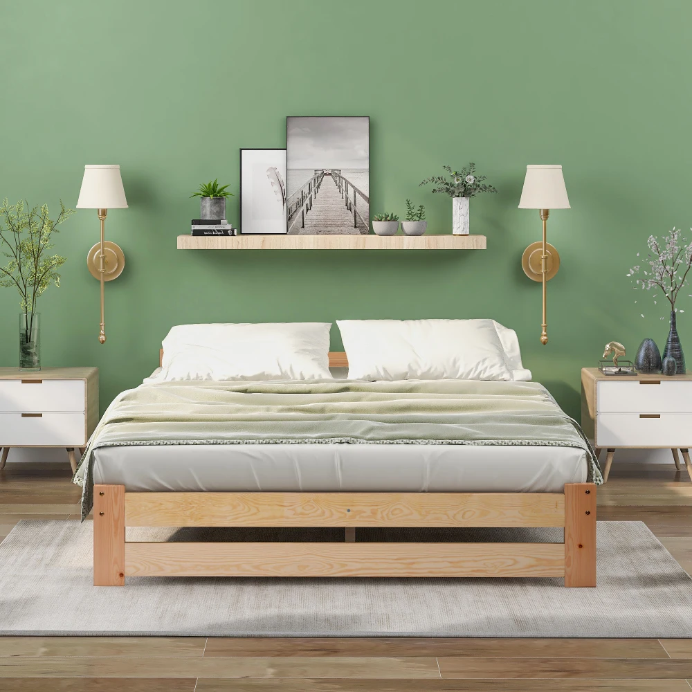 PINGGO Massivholzbett Futon Naturholzbett mit Kopfteil und Schiefer Naturfreundliches Massivholzbett für Komfort ohne Matratze – Detail 26