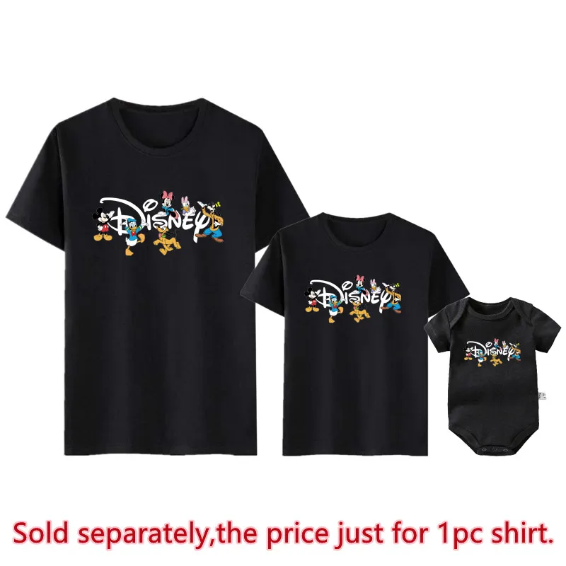 2025 Family Disney Trip Shirts Cotton Mickey Minnie Mouse Print Matching Dad Mom Kids Tees Tops Baby Rompers Family Look Outfits 3