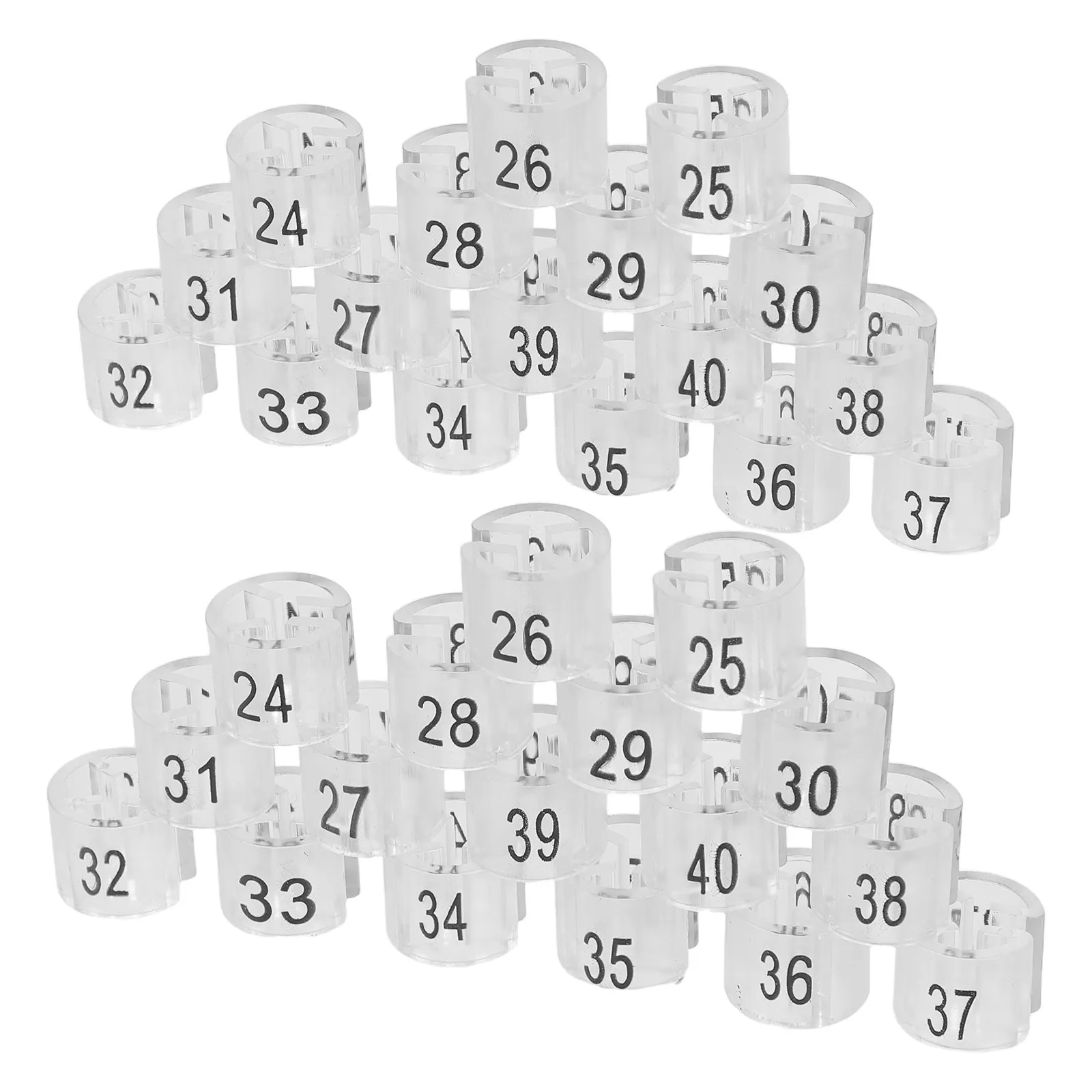 170개 플라스틱 의류 사이즈 마커 투명 숫자 태그 24-40 사이즈 옷걸이 사이즈 분리 클립 공간 절약 바지 옷걸이