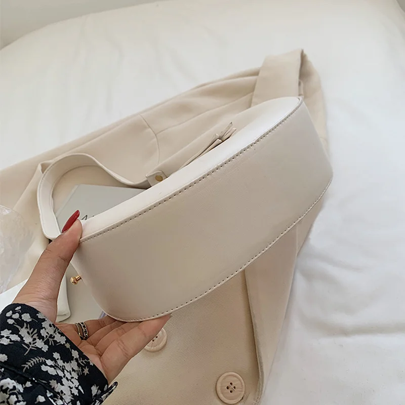 PU Leder Frauen Designer Handtasche Geldbörsen Mode Vintage Brieftasche Doppel-Reißverschluss Halbmond Halbmond Hobos Umhängetaschen_voghion.com