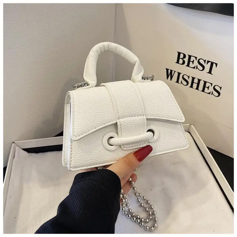 2023 New Lychee Pattern Fashion Handbag Korean Versatile Shell Bag Single Shoulder Crossbody Women's Bag Chain Bag