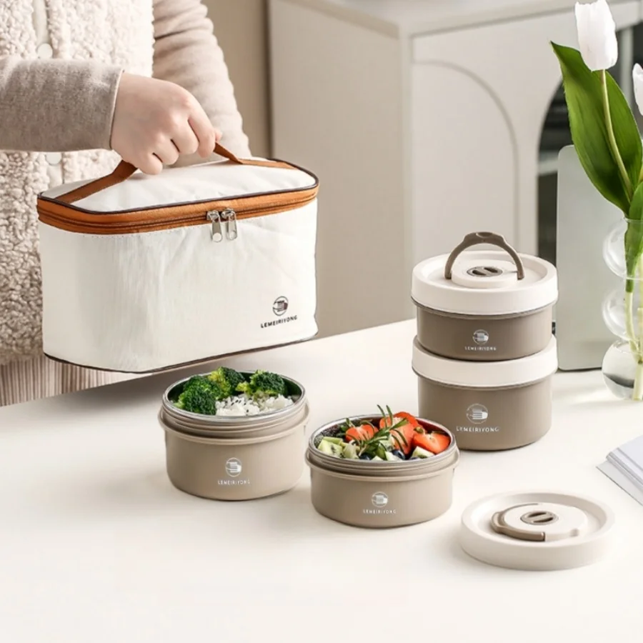 Lunch Box Portable Insulated Lunch Container Set Stackable Bento Stainless Steel Lunch Container