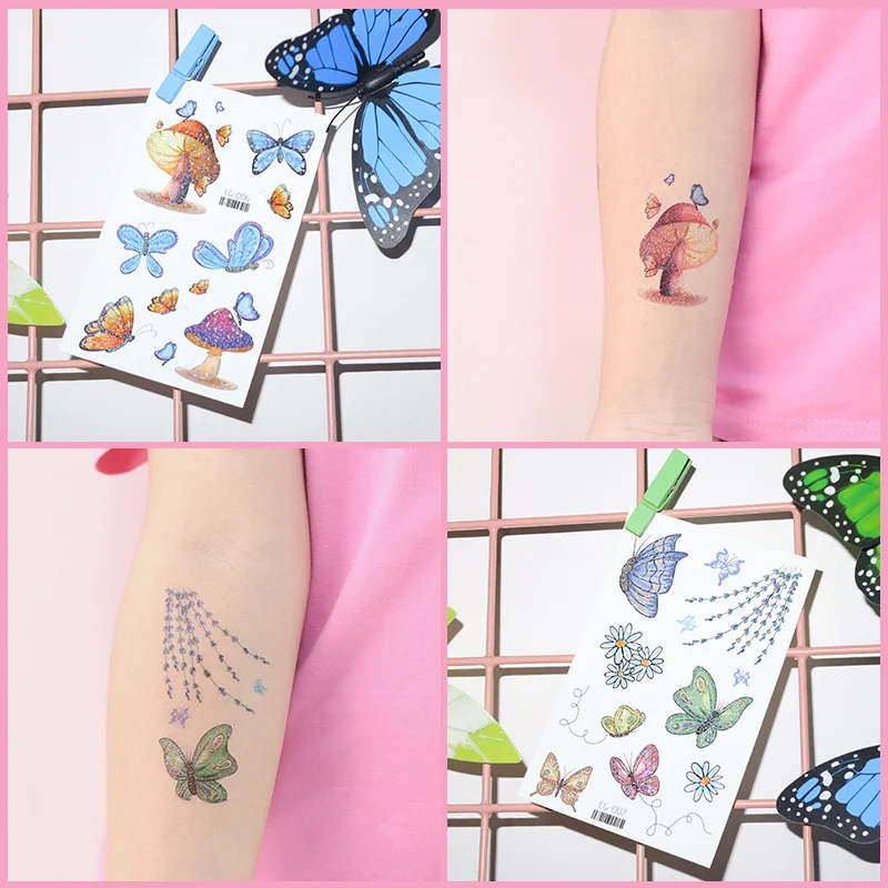 Fairy Shiny Glittering Butterfly Tattoo Sticker 3D Sexy Face Eyes Jewels Tattoo Halloween Party Body Art Decoration Gems Sticker