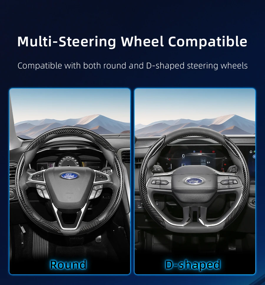 Passend für Ford Carbonfaser-Textur Lenkradbezug mit Segmentiertem Design F-Serie F-150 Super Duty Ranger E-Transit Puma Gen-E Explorer Kuga Escape Maverick Mustang Mach-E Sport Schwarz – Detail 11