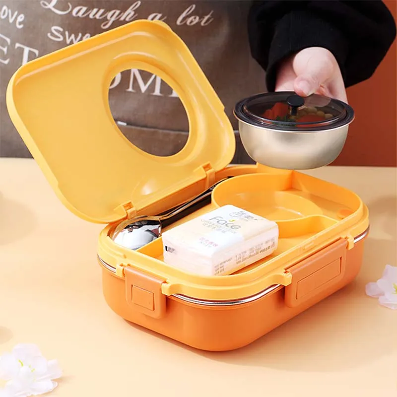 Portable Insulated Food Lunch Box Set, Stainless Steel Thermal Bento Lunch  Box for Adult Women, Microwavable Lunch Box Container - AliExpress