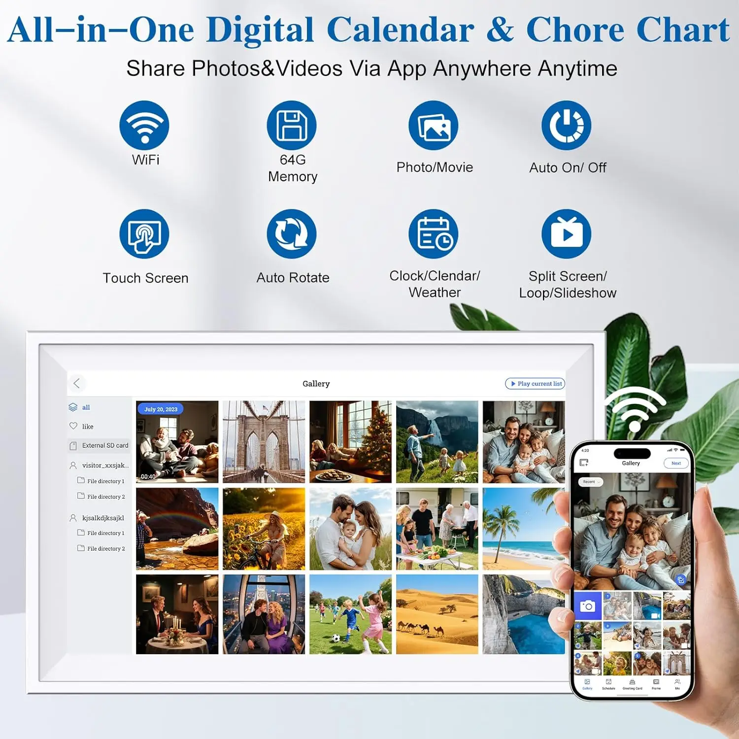 15.6 IN Digital Calendar Chore Chart IPS Interactive Touchscreen Electronic Calendar Suitable for Keeping Track of Family Schedu